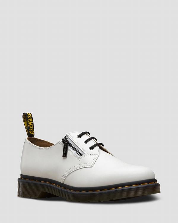 Dr Martens Dámské Polobotky Beams 1461 W/Zip Bílé, CZ-814059